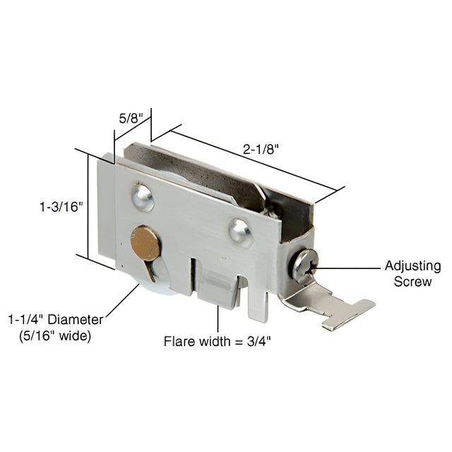 CRL 1-1/4" Nylon Sliding Glass Door Roller with 5/8" Wide Housing for International Doors
