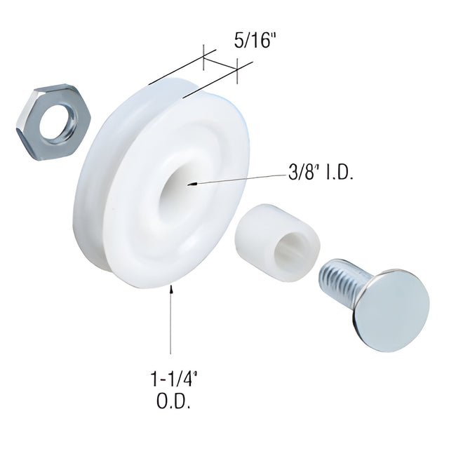 CRL 1-1/4" Nylon Sliding Screen Door Roller with Center Groove