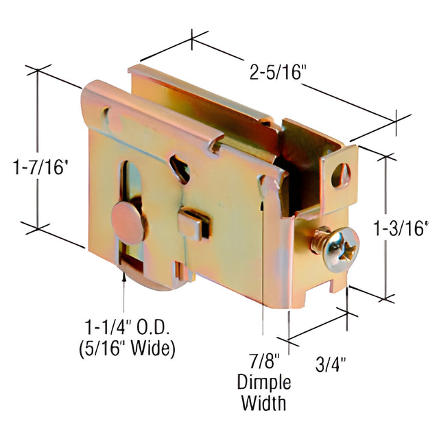 CRL 1-1/4" Steel Ball Bearing Sliding Glass Door Roller with 3/4" Wide Housing for Northrop 600 Series Doors