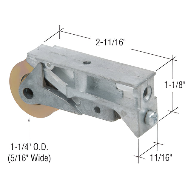 CRL 1-1/4" Steel Sliding Glass Door Roller with 11/16" Wide Housing