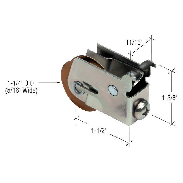 CRL 1-1/4" Steel Sliding Glass Door Roller with 11/16" Wide Housing for Premier Doors