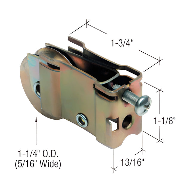 CRL 1-1/4" Steel Sliding Glass Door Roller with 13/16" Wide Housing for Acorn & Wells Aluminum Doors