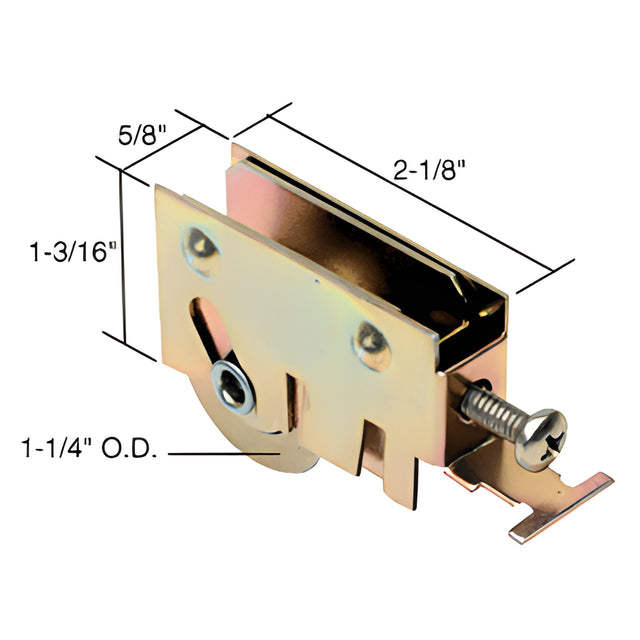 CRL 1-1/4" Steel Sliding Glass Door Roller with 5/8" Wide Housing for International Doors in a Bulk (10) Pack
