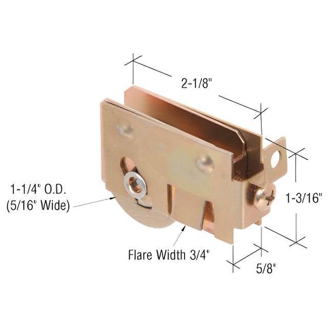 CRL 1-1/4" Steel Sliding Glass Door Roller with 5/8" Wide Housing for Rylock Doors
