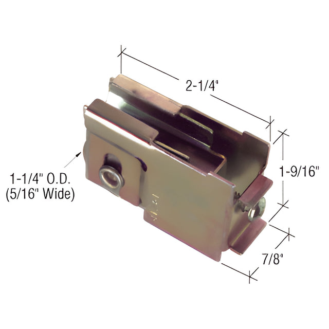 CRL 1-1/4" Steel Sliding Glass Door Roller with 7/8" Wide Housing for Peachtree Doors Bulk 10 Pack