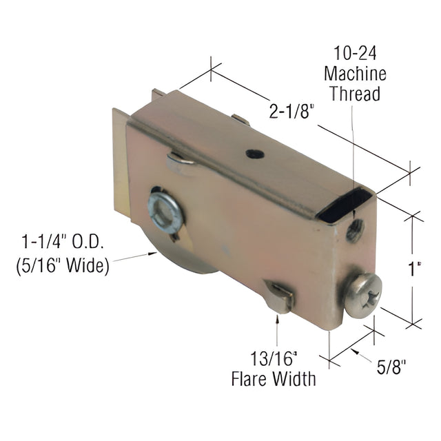 CRL 1-1/4" Steel Sliding Glass Door Roller with 9/16" Wide Housing for Acorn Doors