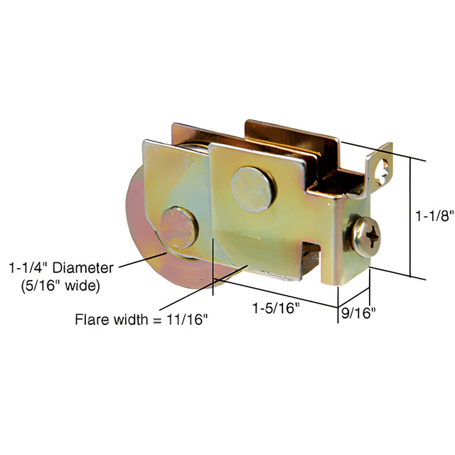 CRL 1-1/4" Steel Sliding Glass Door Roller with 9/16" Wide Housing for Superlite Doors