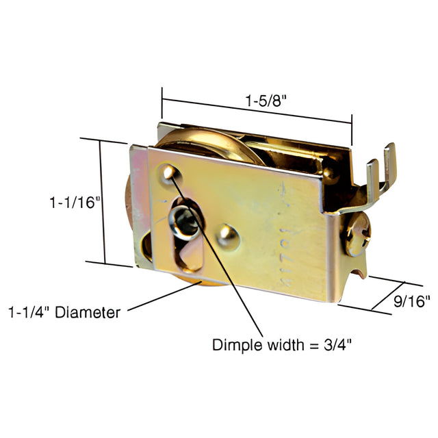 CRL 1-1/4" Steel Sliding Glass Door Roller with 9/16" Wide