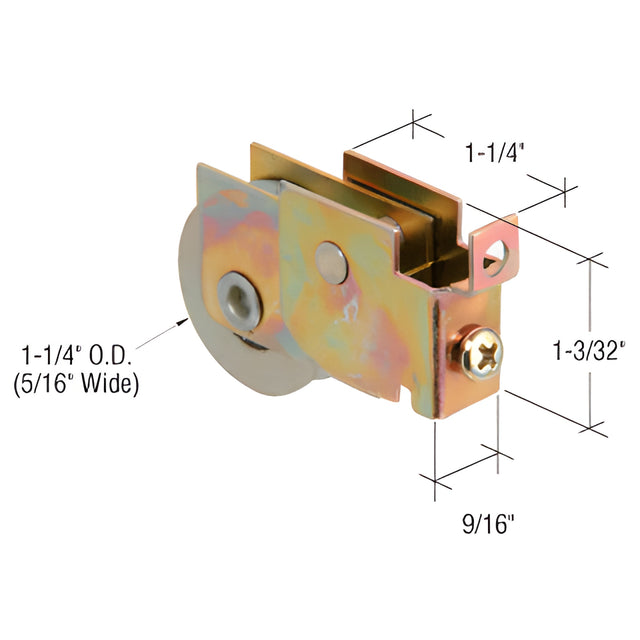 CRL 1-1/4" Steel Sliding Glass Door Roller with 9/16" Wide Housing for Superlite Patio Doors