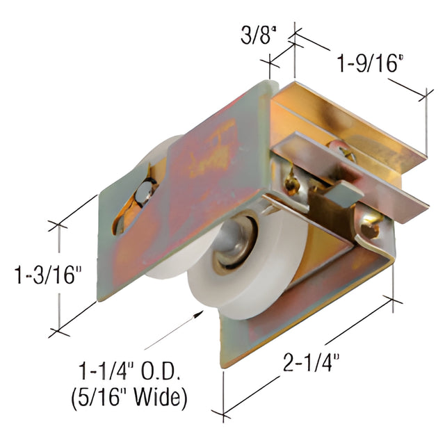 CRL 1-1/4" Tandem Nylon Sliding Glass Door Roller with 1-9/16" Wide Housing for Guaranteed Products