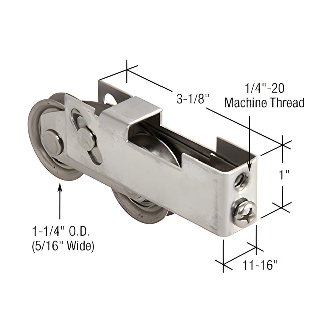 CRL 1-1/4" Tandem S.S. Steel Sliding Glass Door Rollers with 11/16" Wide Housing for Keller Doors