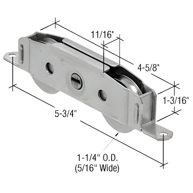 CRL 1-1/4" Tandem Stainless Steel Sliding Glass Door Roller with 11/16" Wide Housing