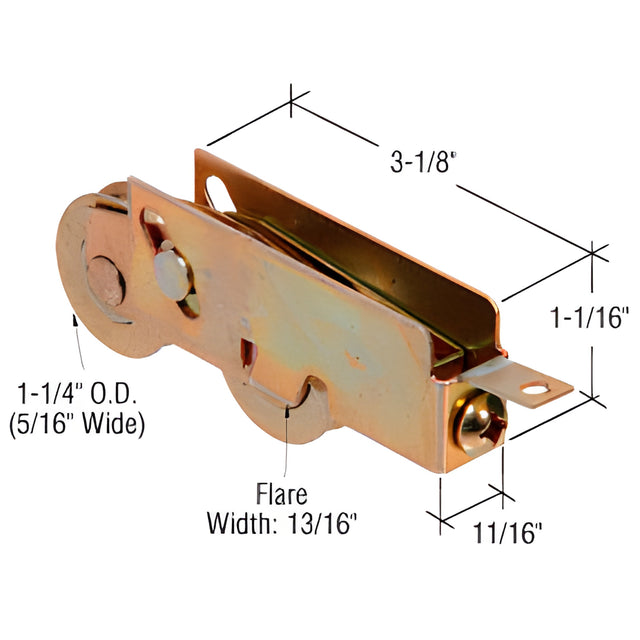 CRL 1-1/4" Tandem Steel Sliding Glass Door Roller with 11/16" Wide Housing for Louisiana Pacific Glass Doors