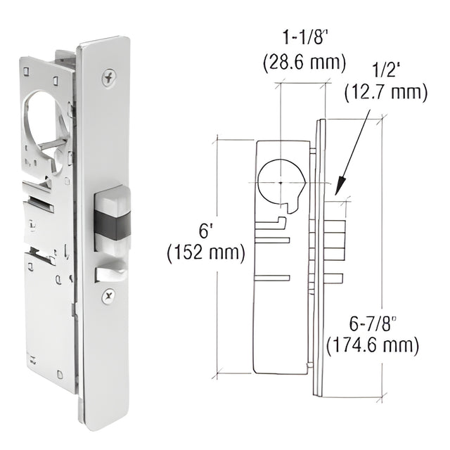 CRL 1-1/8" Backset Narrow Stile Right Hand Deadlatch Lock
