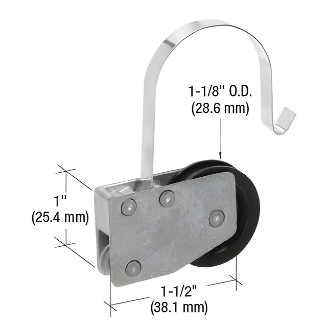 CRL 1-1/8" Nylon Center Groove Sliding Screen Door Roller Assembly for Monar Doors