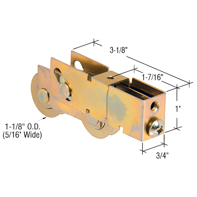 CRL 1-1/8" Tandem Steel Sliding Glass Door Roller with 3/4" Wide Housing