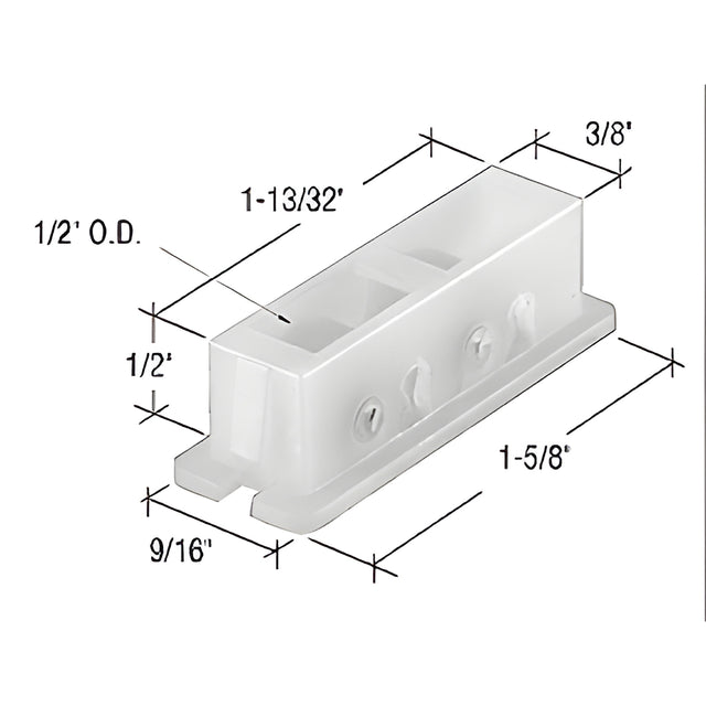 CRL 1/2" Flat Edge Nylon Sliding Window Roller with 9/16" Wide Housing