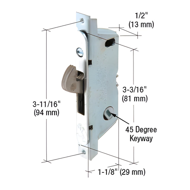 CRL 1/2" Wide Round End Face Plate Mortise Lock with Automatic Latching for Adams Rite® Doors