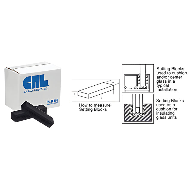 CRL 1/2" x 1/2" x 2" Neoprene Setting Blocks - 80 Durometer