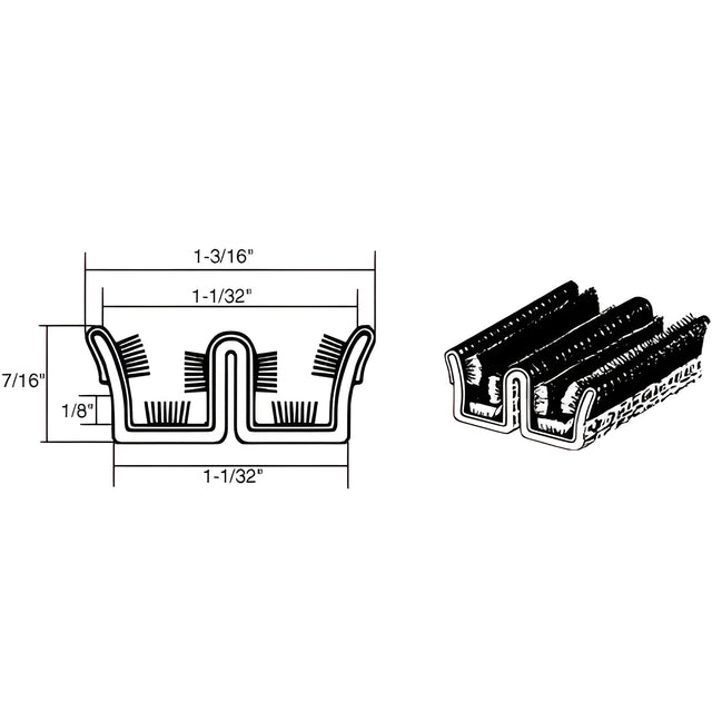 CRL 1-3/16" x 7/16" Unbeaded Flexible Double Glass Run Channel - 100' Roll
