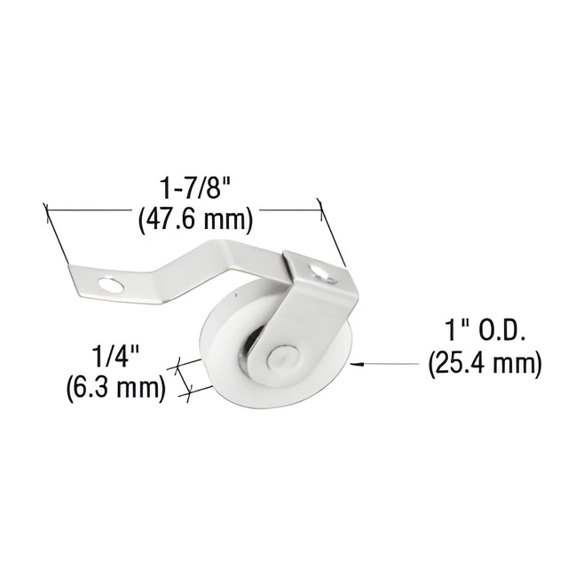 CRL 1" Nylon Ball Bearing Sliding Screen Door Spring Tension Roller for Metal Industry Doors