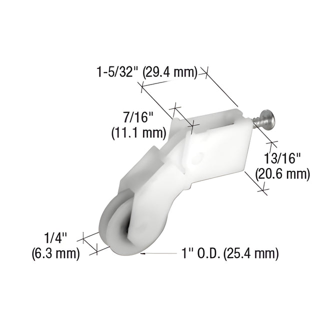 CRL 1" Nylon Sliding Screen Door Bottom Roller for Peachtree Doors