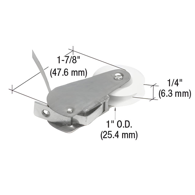 CRL 1" Nylon Sliding Screen Door Spring Tension Roller