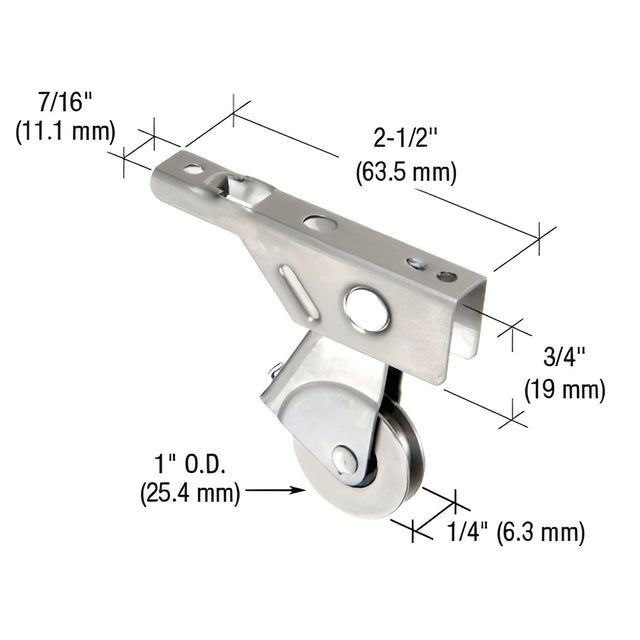 CRL 1" Stainless Steel Ball Bearing Center Groove Sliding Screen Door Roller with Top Adjustment Screw for Metal Industry