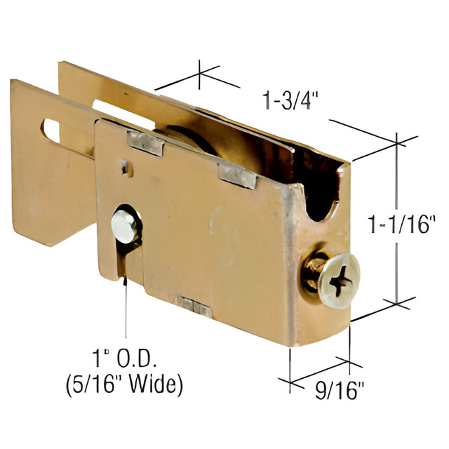CRL 1" Steel Ball Bearing Sliding Glass Door Roller with 9/16" Wide Housing