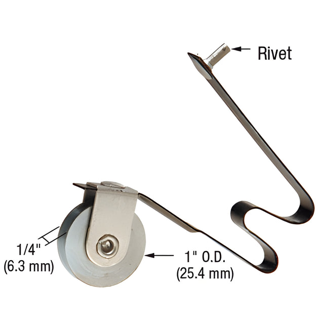 CRL 1" Steel Ball Bearing Sliding Screen Door Spring Tension Roller with Locator Pin