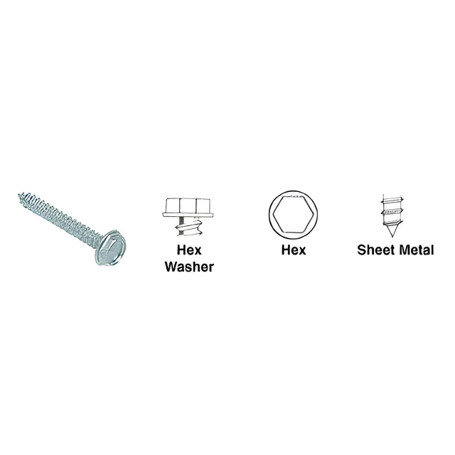 CRL 10 x 1-1/4" Hex Washer Head Sheet Metal Screws - 5/16" Socket