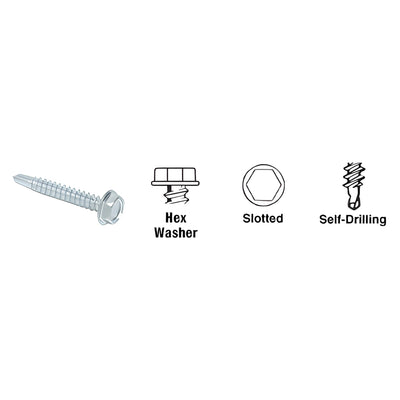 CRL 10 x 1-3/4" Hex Washer Head Self-Drilling Screws
