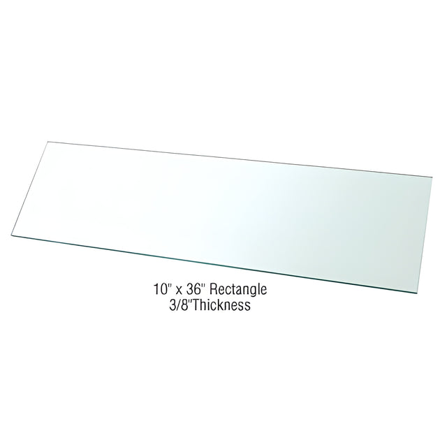 CRL 10" x 36" Rectangle 3/8" Clear Tempered Glass Shelf - 2/Pk