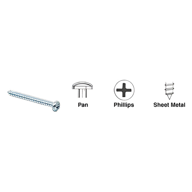 CRL 12 x 1-1/2" Pan Head Phillips Sheet Metal Screws