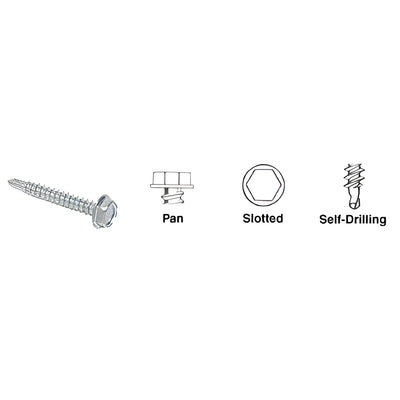 CRL 12 x 1" Hex Washer Head Self-Drilling Screws