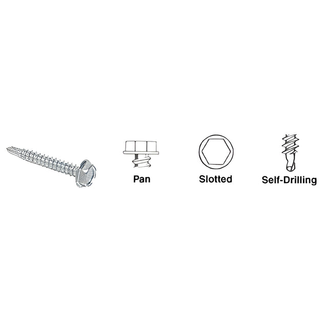 CRL 12 x 1" Hex Washer Head Self-Drilling Screws
