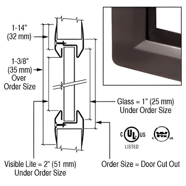 CRL 12" x 12" Slimline Series Door Vision Lites