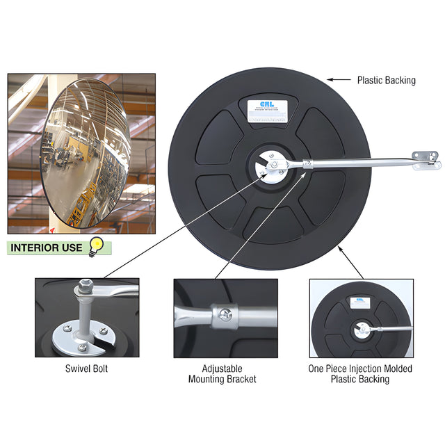 CRL 13" Diameter Circular Heavy-Duty Glass Convex Mirror