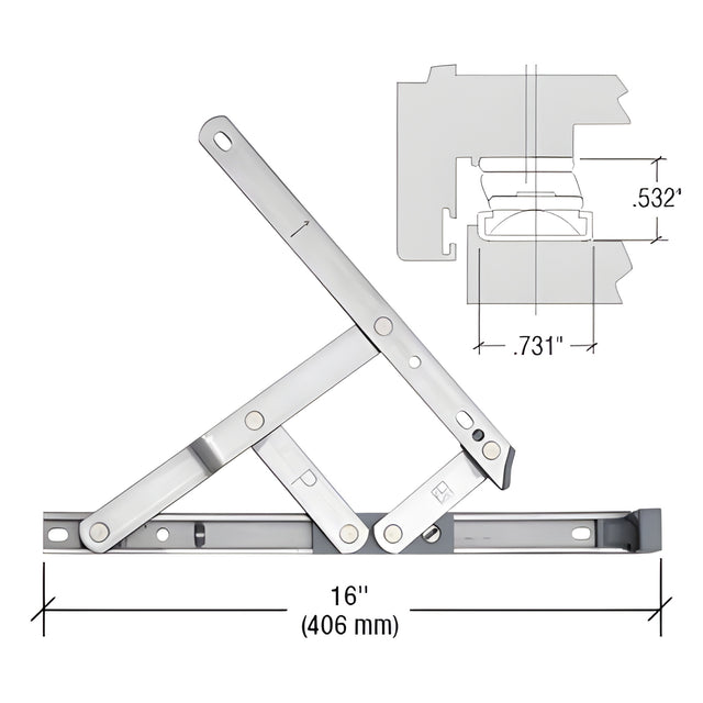CRL 16" 4-Bar Secure Style Casement Hinge
