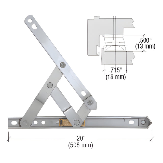 CRL 20" 4-Bar Standard Duty Stainless Steel Friction Hinge