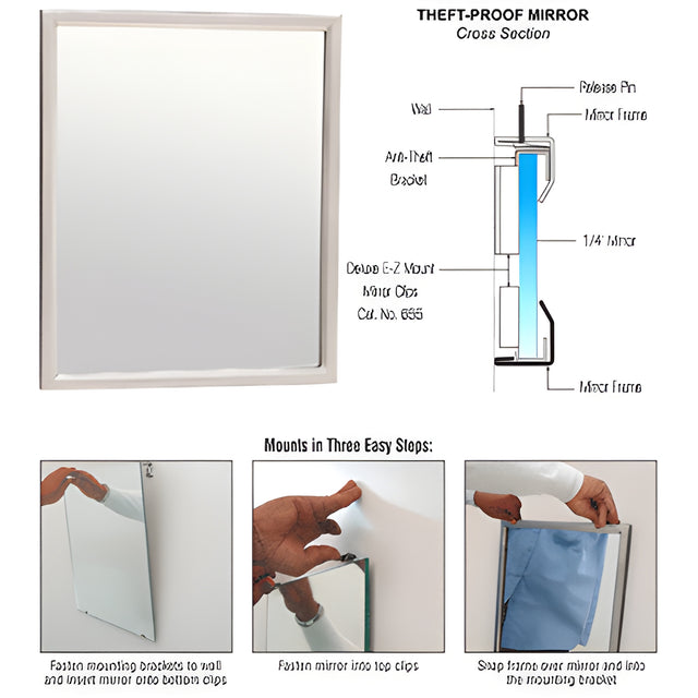 CRL 24" x 36" Stainless Steel Theft-Proof Mirror Frame