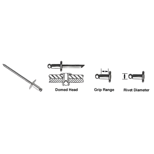 CRL 3/16" Diameter 1/4-3/8" Grip Range Steel Mandrel and Rivet - 5000