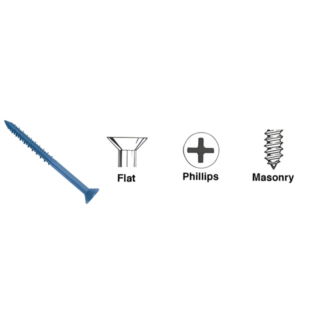 CRL 3/16" x 2-1/4" #2 Phillips Flat Head Masonry Screws