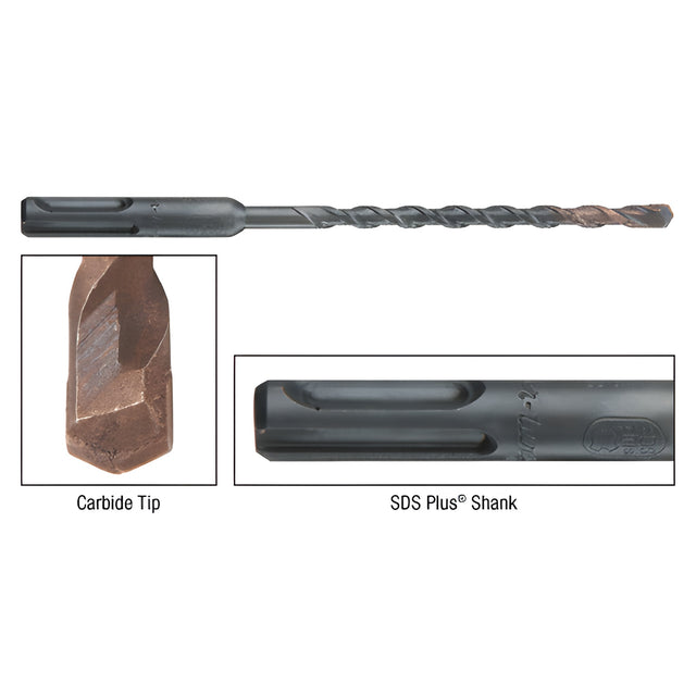 CRL 3/16" x 6-3/8" Thundertwist™ SDS Plus® Shank Masonry Drill Bits
