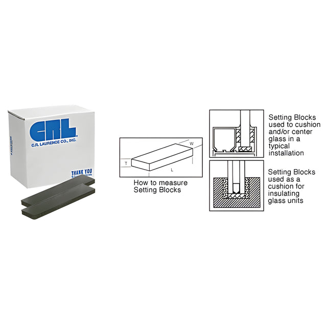 CRL 3/16" x 7/16" x 4" Neoprene Setting Blocks - 80 Durometer