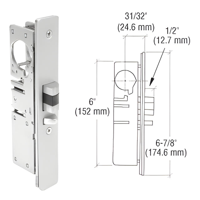 CRL 31/32" Backset Narrow Stile Right Hand Deadlatch Lock