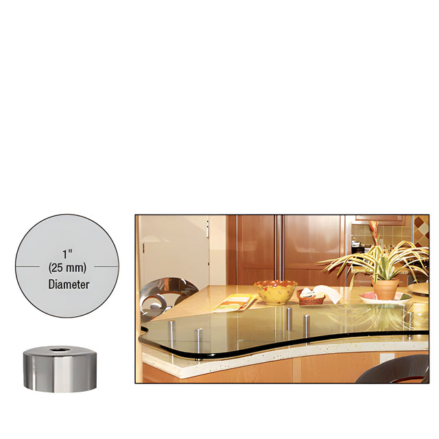 CRL 316 Brushed Stainless 1" Diameter by 1/2" Long Standoff Base