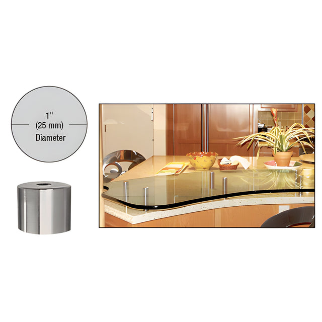 CRL 316 Brushed Stainless 1" Diameter by 1" Standoff Base