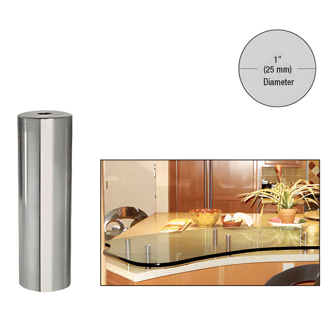 CRL 316 Brushed Stainless 1" Diameter by 4" Standoff Base