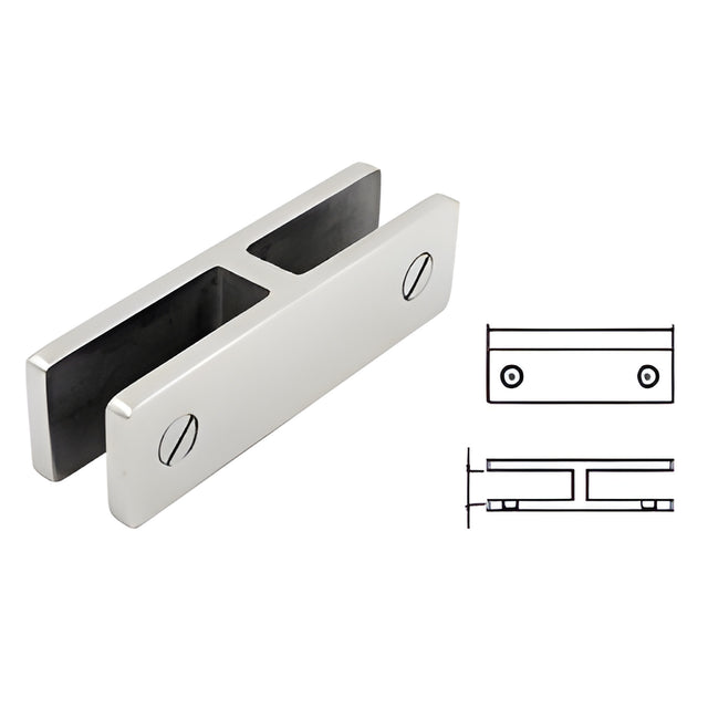 CRL 316 Brushed Stainless 180 Degree Glass Bracing Clamp 21.52mm Glass
